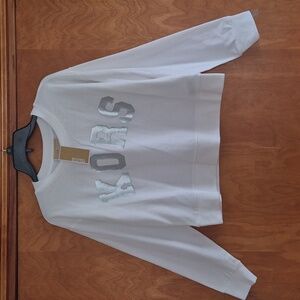 MICHAEL Michael Kors Women’s White Sweatshirt with Silver Foil  Logo, size XS